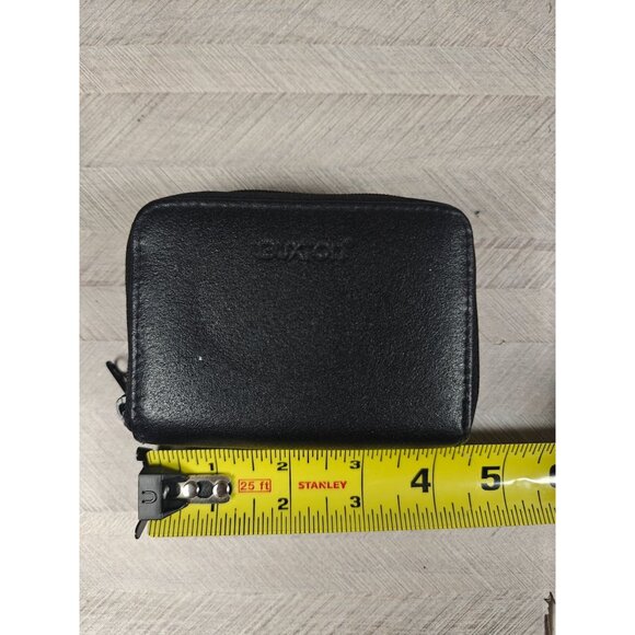 Vintage Buxton Black Leather Accordeon Card Wallet Zipper Closure & ID Window - Picture 5 of 9